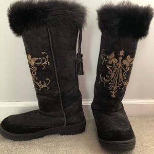 J. Crew embroidered shearling boots